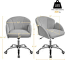 Velvet Desk Chair Armrests Light Gray Modern Office Chair