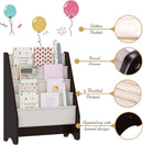 Kids Sling Bookshelf Espresso With Magazine Rack Organizer For Kids Room