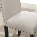 Tan Fabric Dining Chairs With Nailhead Trim Set Of 2