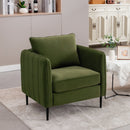 Accent Chair for Living Room, Velvet Comfy Single Sofa Chair Mid-Century Modern Armchair with 1 Pillow and Metal Legs for Bedroom Office Reading