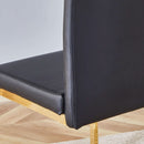 Modern Dining Chairs Set Of 4 PU Faux Leather High Back Black With Gold Legs