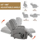 Dual Motor Heat Massage Infinite Position Up to 350 LBS Electric Power Lift Recliners with Power-Remote, Medium-firm and Heavy Duty, Light Grey
