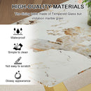 71 Inch Faux Marble Dining Table Tempered Glass Top