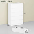 White Contemporary Solid Wood Dresser Five Drawers