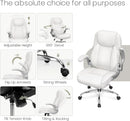 White Ergonomic Office Chair With Lumbar Support Adjustable