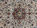 Persian Sarouk Rug 8x12, Wool Hand Knotted Antique Carpet, Floral Medallion, Cream Red, Traditional Oriental Rug