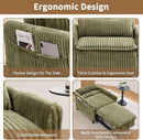 Corduroy Convertible Sofa Bed With Forest Green Fabric