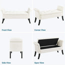 Fifty TwoInches Durable White Upholstered Storage Ottoman Bench