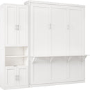 Full Size Murphy Bed with 1 Side Cabinet Storage Shelf, 61.5-inch Cabinet Bed Folding Wall Bed with Desk Combo Perfect for Guest Room,Study, Office,White(old sku:BS7012008109C)