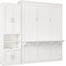 Queen Size Murphy Bed with 2 Side Cabinet Storage Shelves, 68-inch Cabinet Bed Folding Wall Bed with Desk Combo Perfect for Guest Room, Study, Office,White(old sku:BS7013008104C)