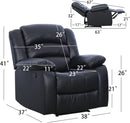 Black Recliner Chair Set of 2 With Overstuffed Cushions