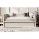 Modern Style Twin Size Upholstered Daybed with Trundle for Guest Room, Small Bedroom, Study Room, Beige