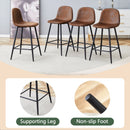 Brown Techno-Fabric Bar Chair Set - Two Pieces, Rounded Backrest, Black Metal Legs, Multiple Colors