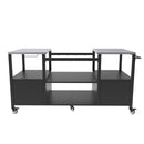 Outdoor Grill Table for Big Green Egg Style BBQ with Metal Grill Cart and Storage Box, Black and Silver, Metal and Stainless Steel, 67x27.8x31 inches