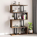 S Shaped 5 Tier Bookshelf Bookcase In Retro Brown Finish