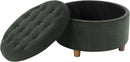 Handcrafted Loden Green Velvet Storage Ottoman 28In