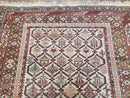 Antique Caucasian Shirvan Rug 4x6, Dagestan Area Rug, Wool Hand-Knotted Soft Red & Ivory 1920s Oriental Carpet, Soft Muted Colors