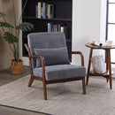 Mid-Century Modern Accent Chair, Arm Chair Living Room Chairs with Pillow Upholstered Reading Chair with Solid Wood Frame &  Living Room Bedroom Balcony (Antique Dark Grey)