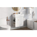 21.6inch Modern Floating Bathroom Vanity with Ceramic Basin - Perfect for Small Bathrooms, Left side storage