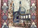 Persian Isfahan Pictorial Rug 3.6 x 5.7, Very Fine 400 KPSI, Historical Buildings, Signed By Masterweaver, Handmade