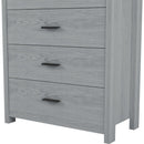 4-Pieces Bedroom Sets Queen Size Vintage Wooden Bed Frame with 2 Nightstands and 1 Dresser,Light Gray