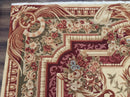 Large Aubusson Rug 10x13, Thick Flatweave Carpet, Elegant European Design, Cream and Raspberry