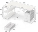 47 Inch L Shaped Desk With Power Outlets For Home Office