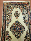 2' 7" X 4' Vintage Handmade Indian Medallion Wool Floral Beige Rug
