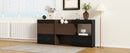 Set of 2, 32.5''-58.8'' Extendable & Rotating Cabinet with 1 Drawer, 90-Degree Corner Cabinet, Multifuctional Storage Combination Cabinet for Living Room, Hallway, Entryway, Black & Walnut