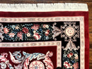 Chinese Aubusson Rug 9x12, Burgundy, Handmade Vintage Wool Carpet, Fine 210 KPSI, Elegant European Design