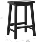 Solid Wood Saddle Bar Stool Counter Height Set 2 Black 24In