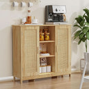 Rattan Storage Cabinet With 4 Adjustable Shelves Natural