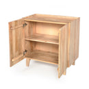 TREXM Wood Accent Cabinet with Storage, Rustic Mango Wood Storage Cabinet with Fluted Design and Adjustable Shelf for Dining Room, Kitchen, and Living Room (Natural)