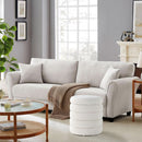 Round Ottoman With Hidden Storage And Cushioned Top
