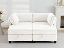 Beige Modular Sectional Sofa Featuring Sleeper Storage