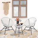 Acapulco Patio Bistro Set 3 Piece Outdoor White With Glass Top