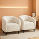 Ivory Barrel Chairs Boucle Living Room Duo Two Piece Set