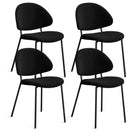 Set of 4 Upholstered Boucle Fabric Dining Chairs Mid-Century Modern Dining Chairs with Curved Backrest for Dining Room Kitchen (Black)