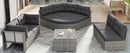 Elegant Patio Furniture Set Outdoor Daybed Rattan Sectional with Cushions and Center Table, Grey, Iron + Rattan