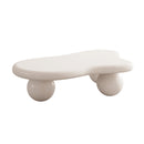 47 Inch Cloud Shaped Coffee Table with 3 Ball Legs for Living Room, Cream White