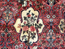 Antique Tabriz Persian Rug 7x10, Red Cream Tan, Unique Design, Fine 270 KPSI, Birds, Floral