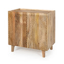 TREXM Wood Accent Cabinet with Storage, Rustic Mango Wood Storage Cabinet with Fluted Design and Adjustable Shelf for Dining Room, Kitchen, and Living Room (Natural)