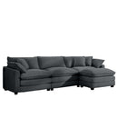 Grey Corduroy 3-Seater L-Shaped Sofa with Ottoman - Comfortable and Stylish for Small Living Rooms