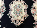 Aubusson Rug 8x11, Black and Ivory, Hooked Rug, Vintage, Wool