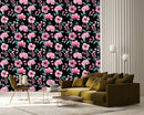 Stylish Pink Flowers on Dark Wallpaper Fashionable