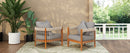 [Set of 2] Acacia Wood Outdoor Club Chair with Handwoven Rope Accents & Curved Backrest - Water-Resistant Boho Patio Lounge Chair with Removable Cushions for Porch, Garden