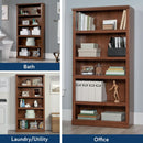 Five Shelf Bookcase In Oiled Oak Finish 35.28 Length 13.23 Width 69.76 Inches