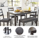 Charcoal Gray 6Piece Contemporary Dining Set Bench