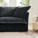 Slip-covered Armchair with 1 Big Back Cushion and 2 Big Toss Pillows, Single Deep Seat Comfy Single Couch Sofa Multiple Large Soft Pillows, Grey  Corduroy Fabric