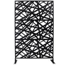 Outdoor & Indoor Privacy Screen Metal Privacy Screen 76' H×48' W, Freestanding Decorative Privacy Screen for Deck Balcony Patio, Privacy Fence Panels for Outside Lawn Garden PS117 BLACK